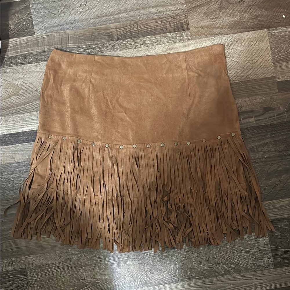 Brown Fringe Skirt